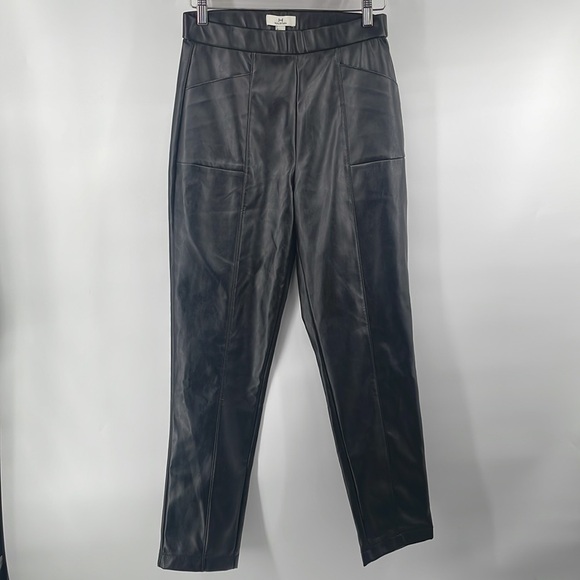 H by Halston black faux leather stretch pants front pockets NWT sz sm - Picture 6 of 11